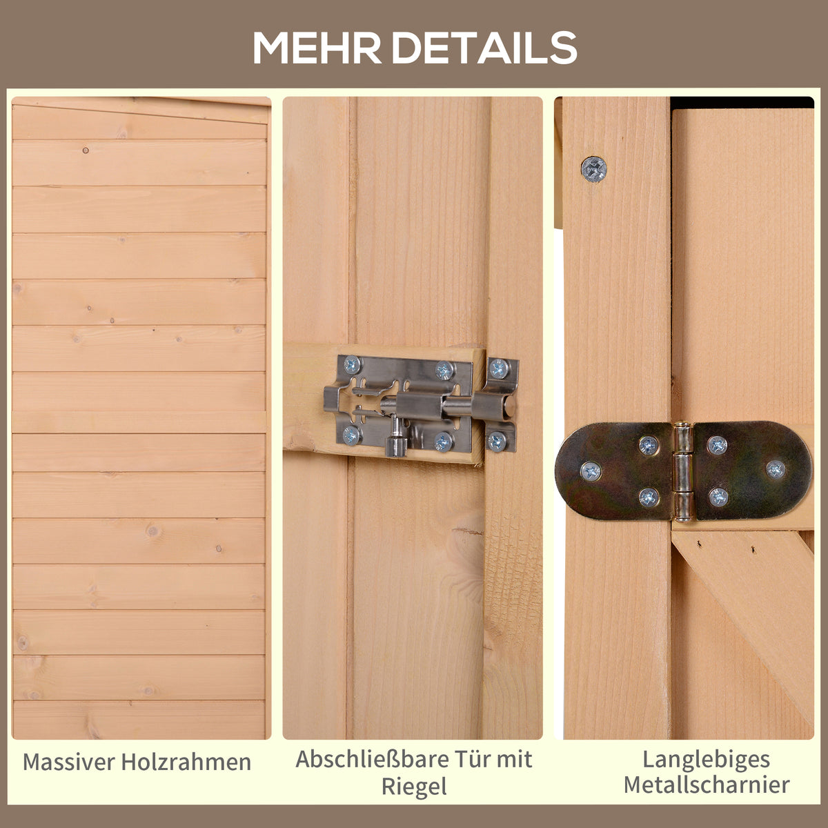 Outsunny Geräteschuppen mit Regalböden wetterbeständig 75 x 56 x 115cm Naturholz
