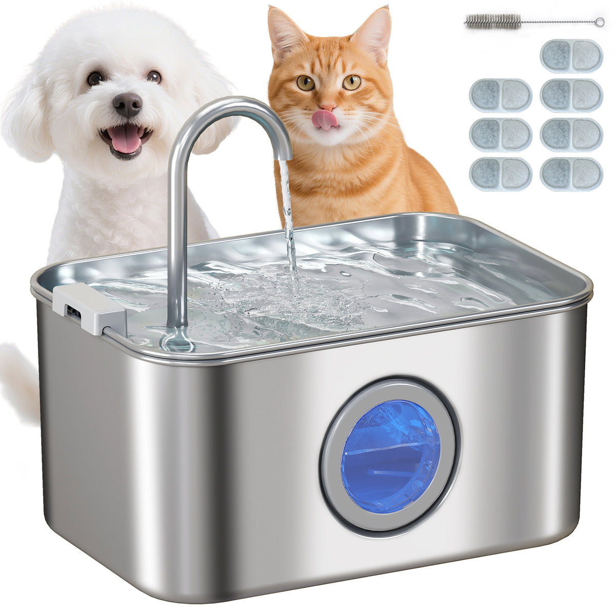 PawHut Katzenbrunnen 3,2L Trinkbrunnen für Katzen mit leiser Pumpe Aktivkohlefilter