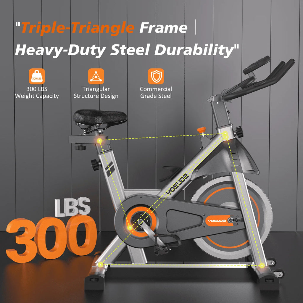 YOSUDA Exercise Bike Stationary Indoor Cycling Bike for Home 300 lb Weight Capacity, Comfortable Seat Cushion and LCD Monitor