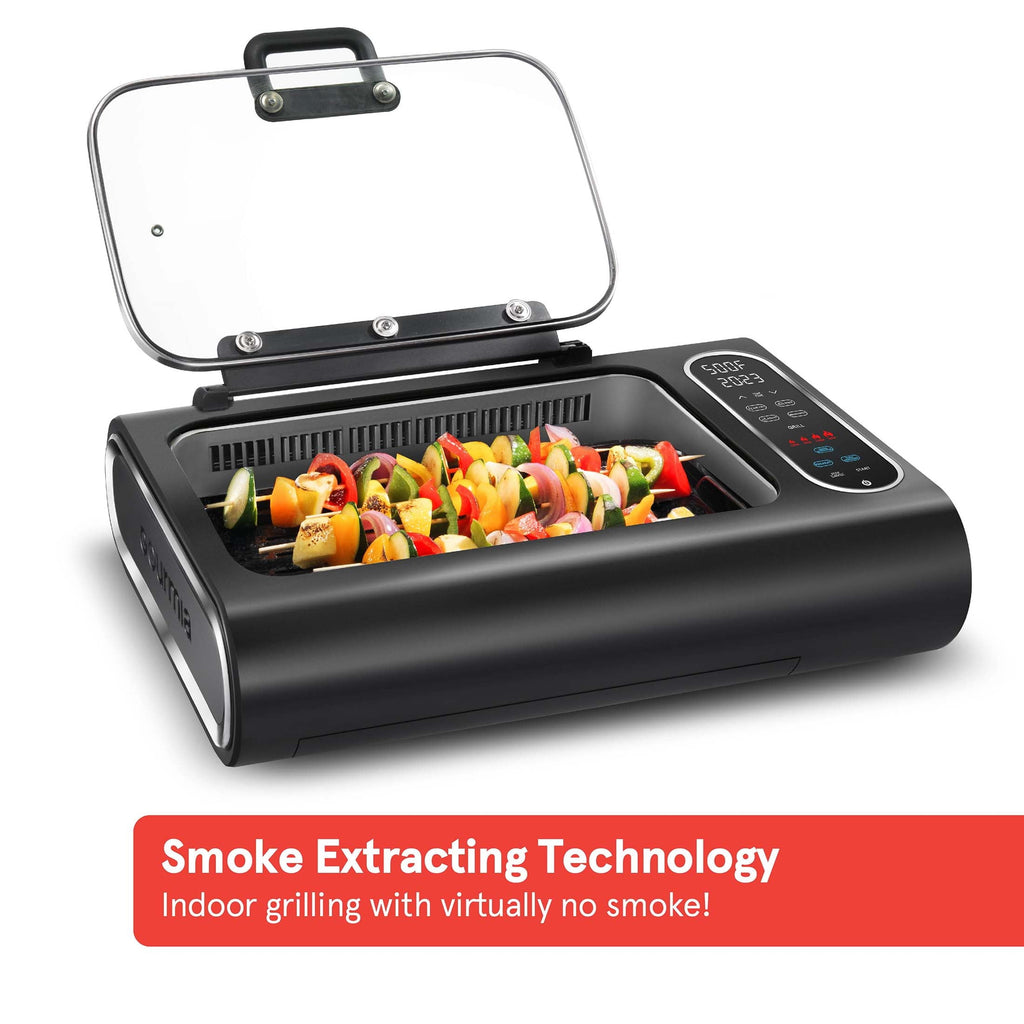 Station Indoor Smokeless Grill with Guided Cooking. Black