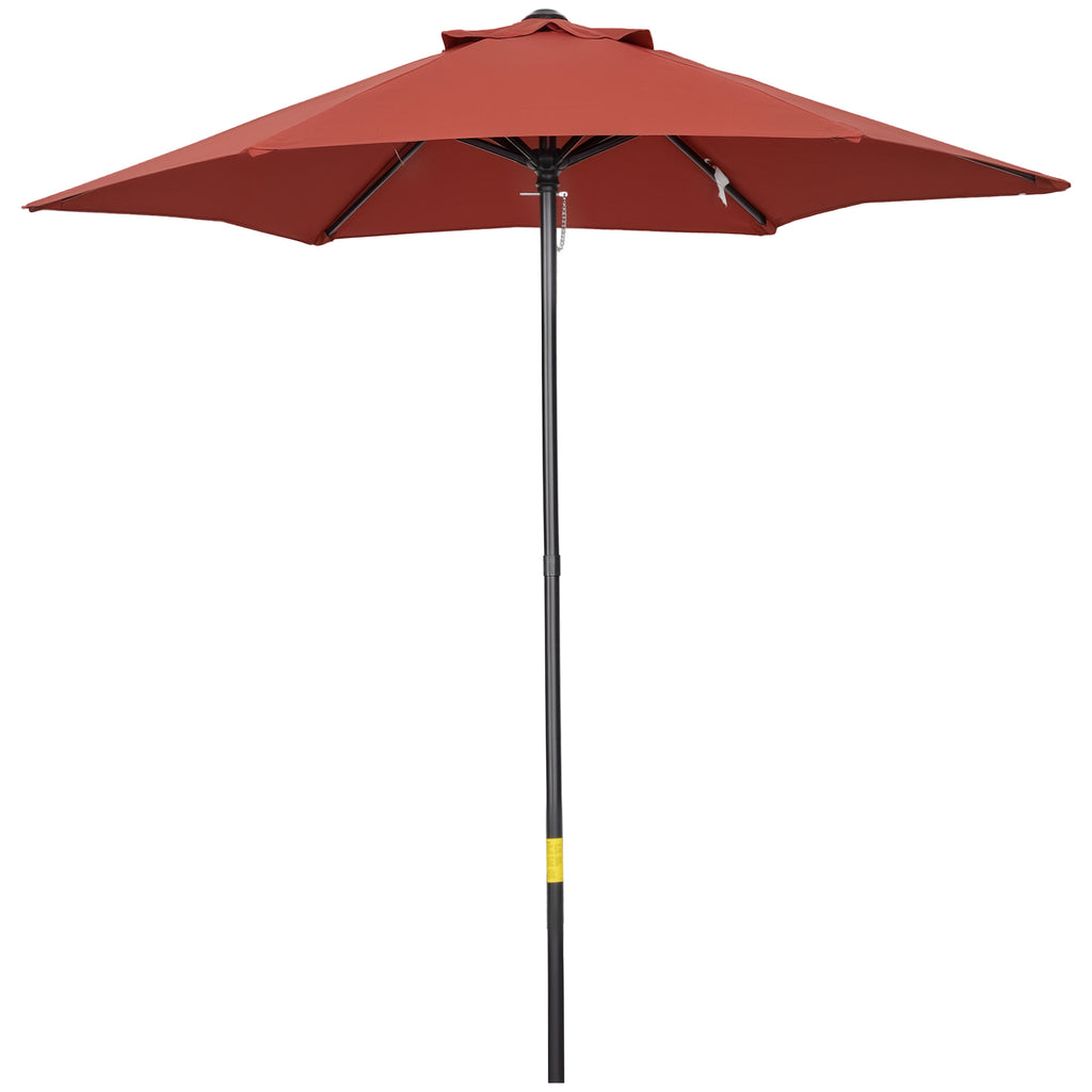 Outsunny Sonnenschirm Ø196 cm, sechseckig Balkonschirm für Strand Balkon Garten, Weinrot
