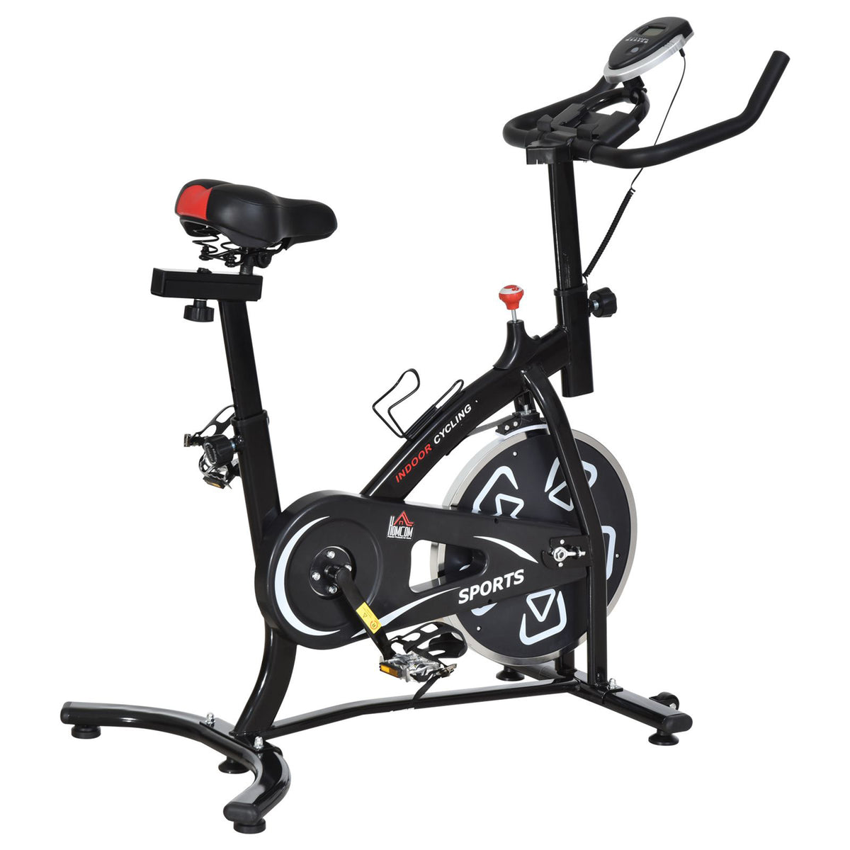 HOMCOM Heimfahrrad Fitnessfahrrad Indoor-Fahrrad mit LCD-Multifunktionsdisplay Heimtrainer verstellbarer Sitz und Lenker Stahl Schwarz