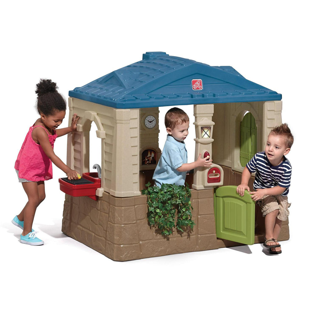 Step2 Happy Home Cottage & Grill Brown Playhouse Plastic Kids Outdoor Toys