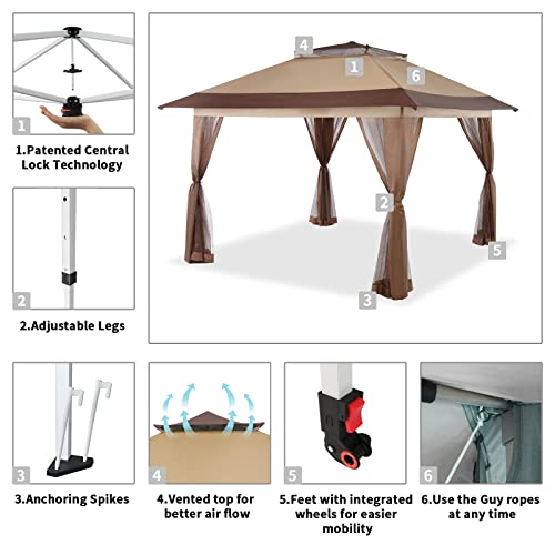 13X13 Outdoor Pop Up Gazebo Base 10X10 Patio Gazebos Patented Center