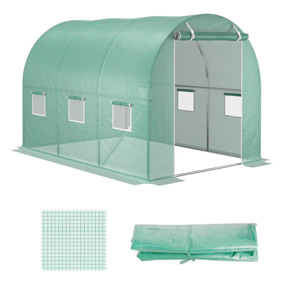 Outsunny Gewächshausfolie, 3 x 2 x 2 m, wasserdichte Gartenplane mit UV-Schutz, Kunststoff-Folie, Abdeckplane für Treibhaus, Folientunnel, Tunnelfolie für Außenbereich, Grün