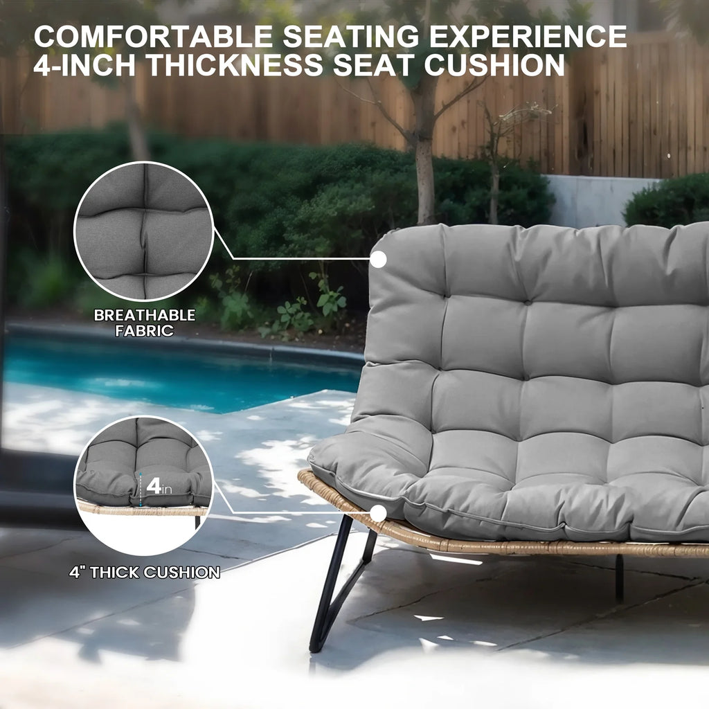 Crestlive Products Patio Loveseat, All - Weather Rattan Large Furniture with Soft Cushions, Outdoor Loveseat for Balcony, Poolside, Backyard (Beige)