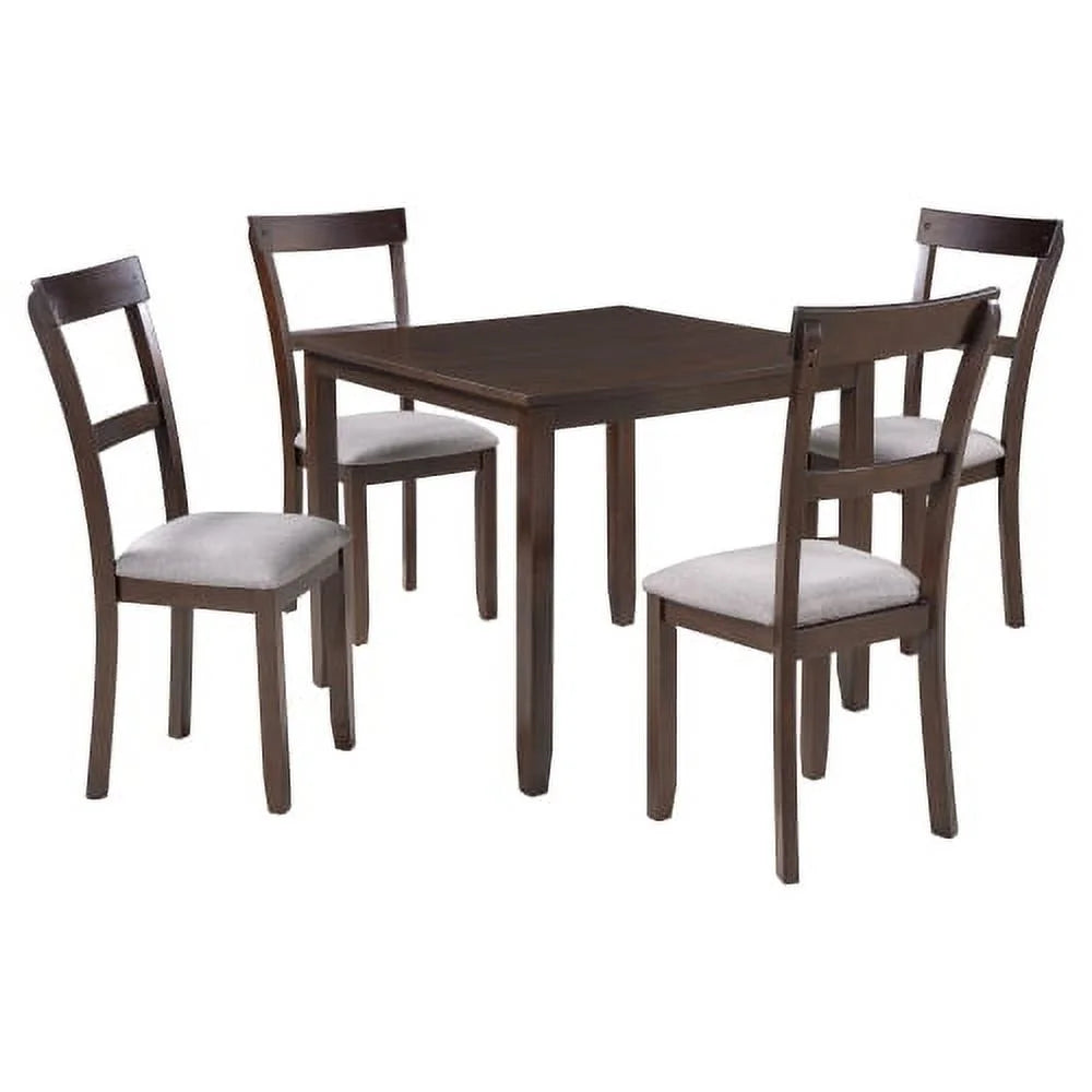 Harper & Bright Designs 5 Pieces Wooden Round Dining Table and Chair Set with Special - Shaped Legs and an Exquisitely Designed Hollow Chair Back for Dining Room