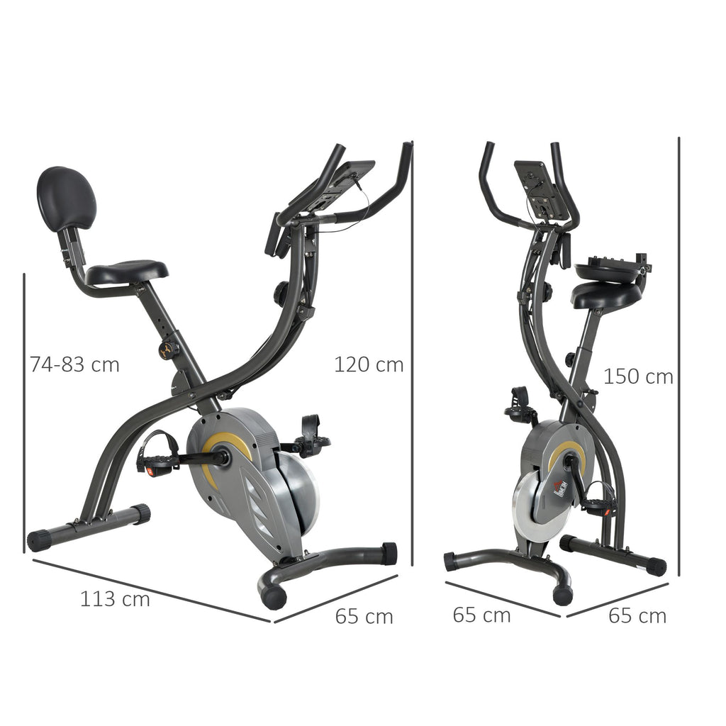 HOMCOM Heimtrainer X-Bike 2-in-1 Fahrradtrainer Trimmrad mit 1 Paar Spannseilen