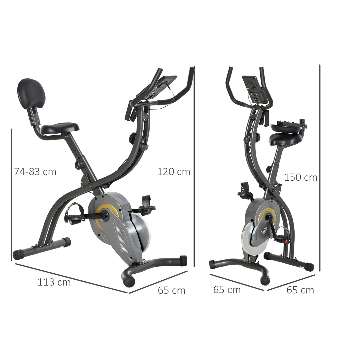 HOMCOM Heimtrainer X-Bike 2-in-1 Fahrradtrainer Trimmrad mit 1 Paar Spannseilen