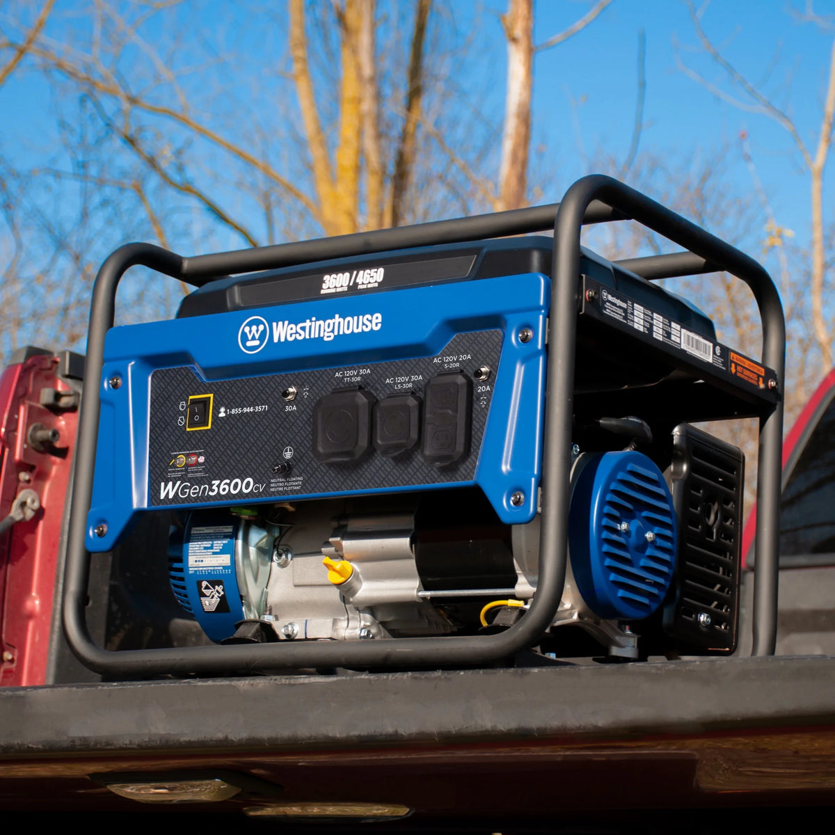 Westinghouse 4650 Peak Watt Portable Gas Powered Generator, Recoil Start, RV Ready Outlet, CO Sensor