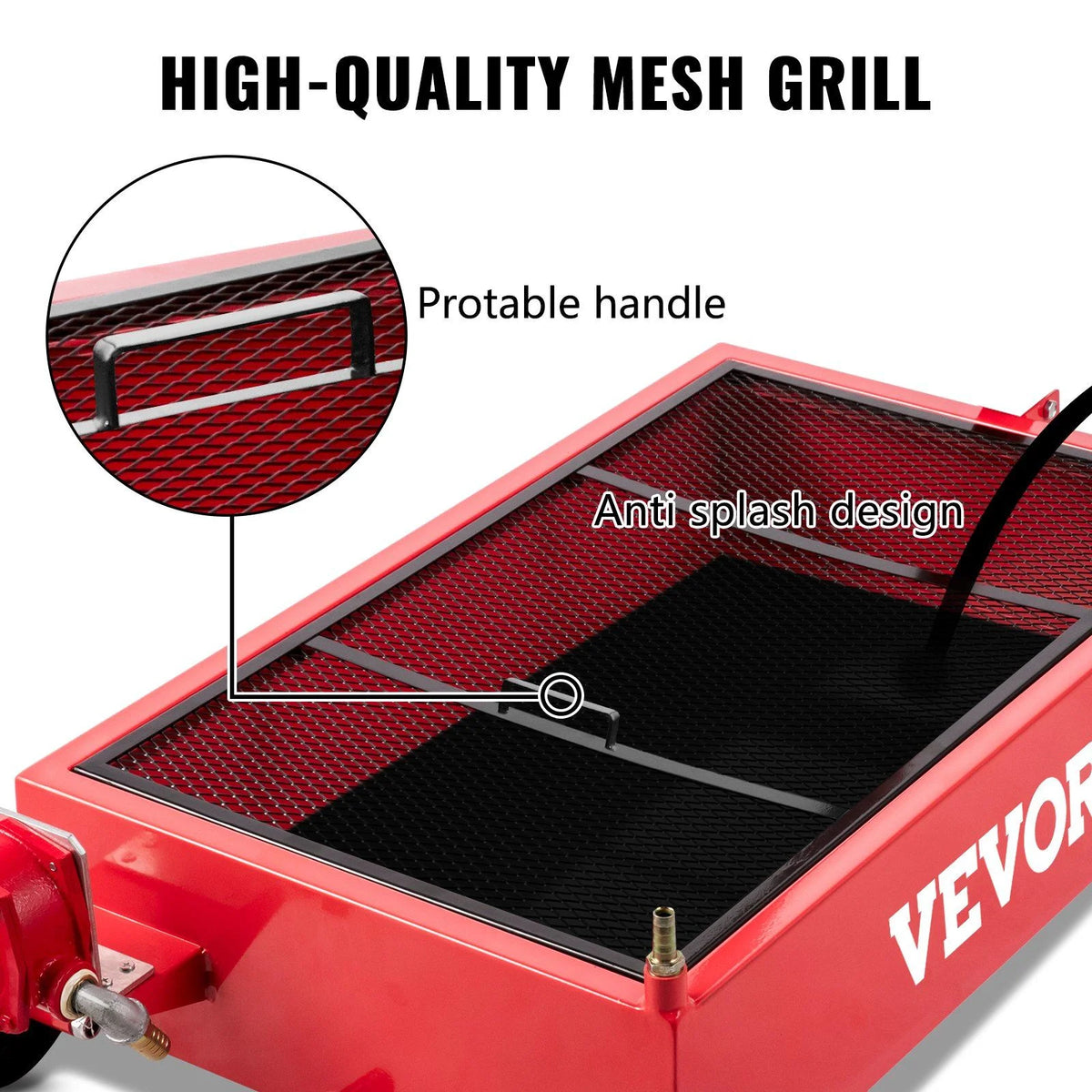 Large 20 Gallon Oil Drain Pan 76 L Capacity, Includes Pump, Hose & Swivel Wheels, Low Profile Oil Change Tank for Cars, Suvs, Trucks