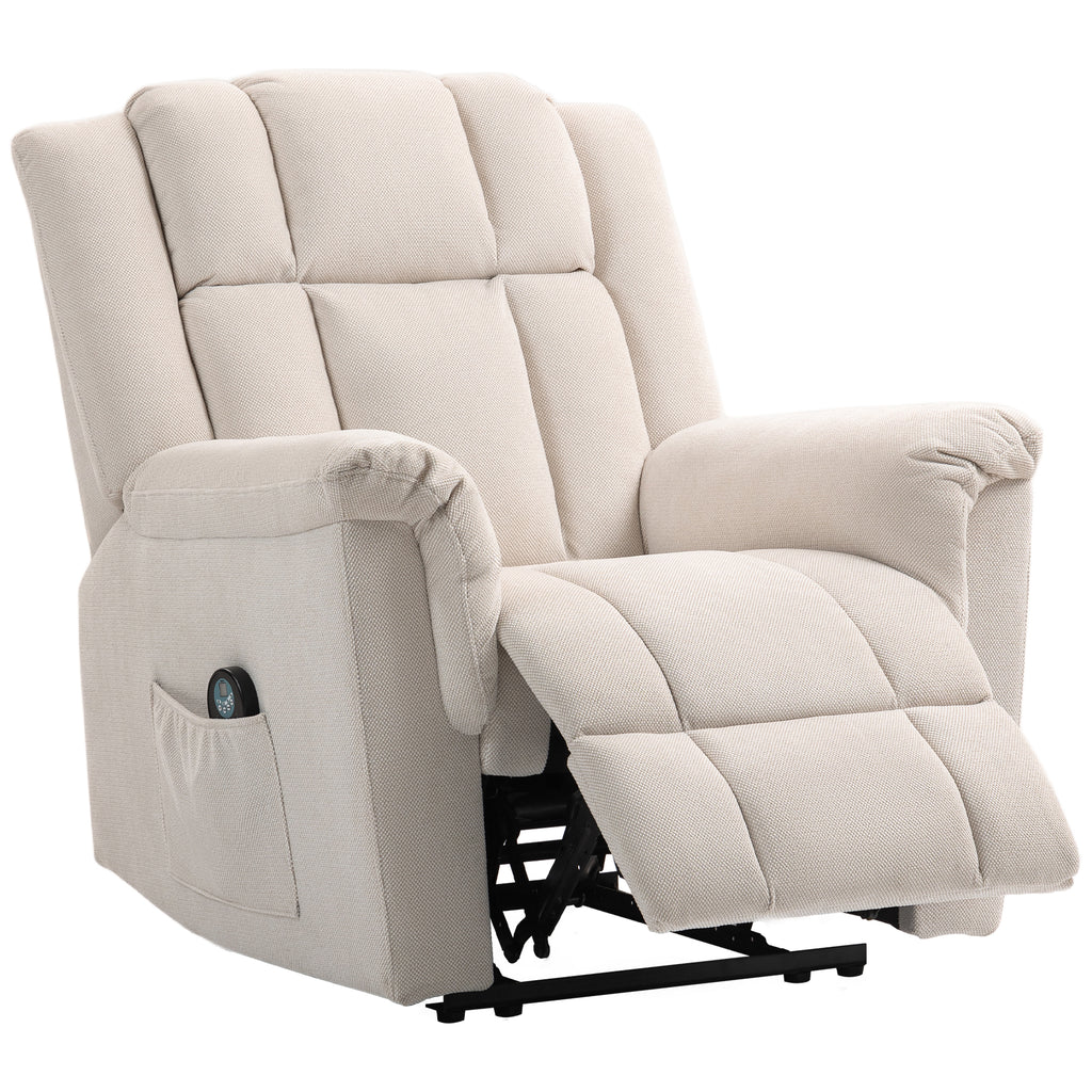 HOMCOM Massagesessel, elektrisch und beheizbar, neigbarer Sessel mit manuell verstellbarer Rückenlehne, 85x91x104cm, beige