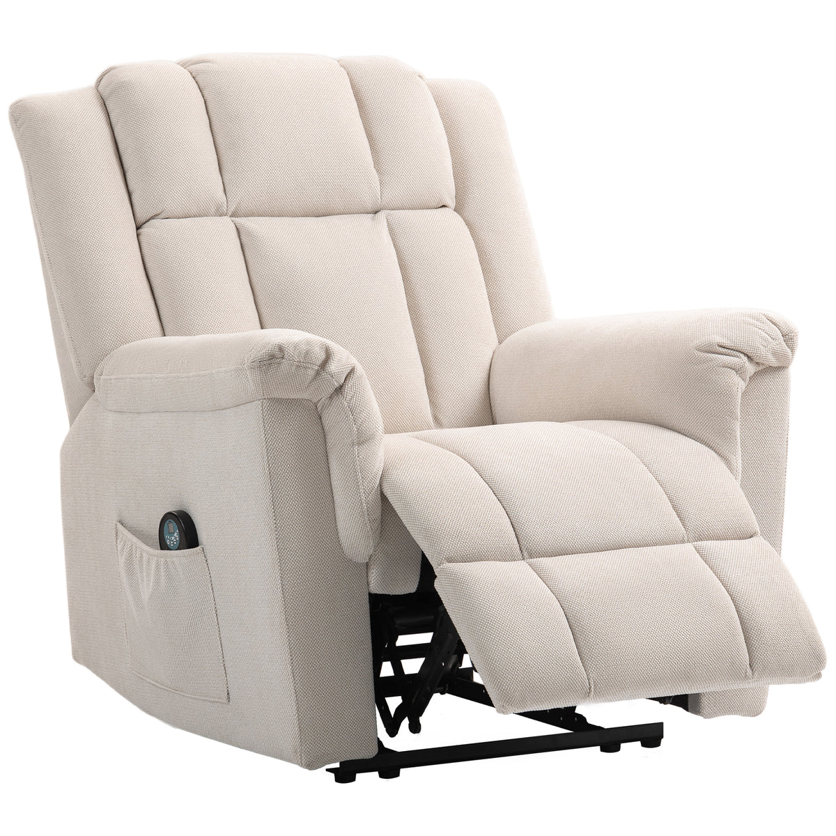 HOMCOM Massagesessel, elektrisch und beheizbar, neigbarer Sessel mit manuell verstellbarer Rückenlehne, 85x91x104cm, beige