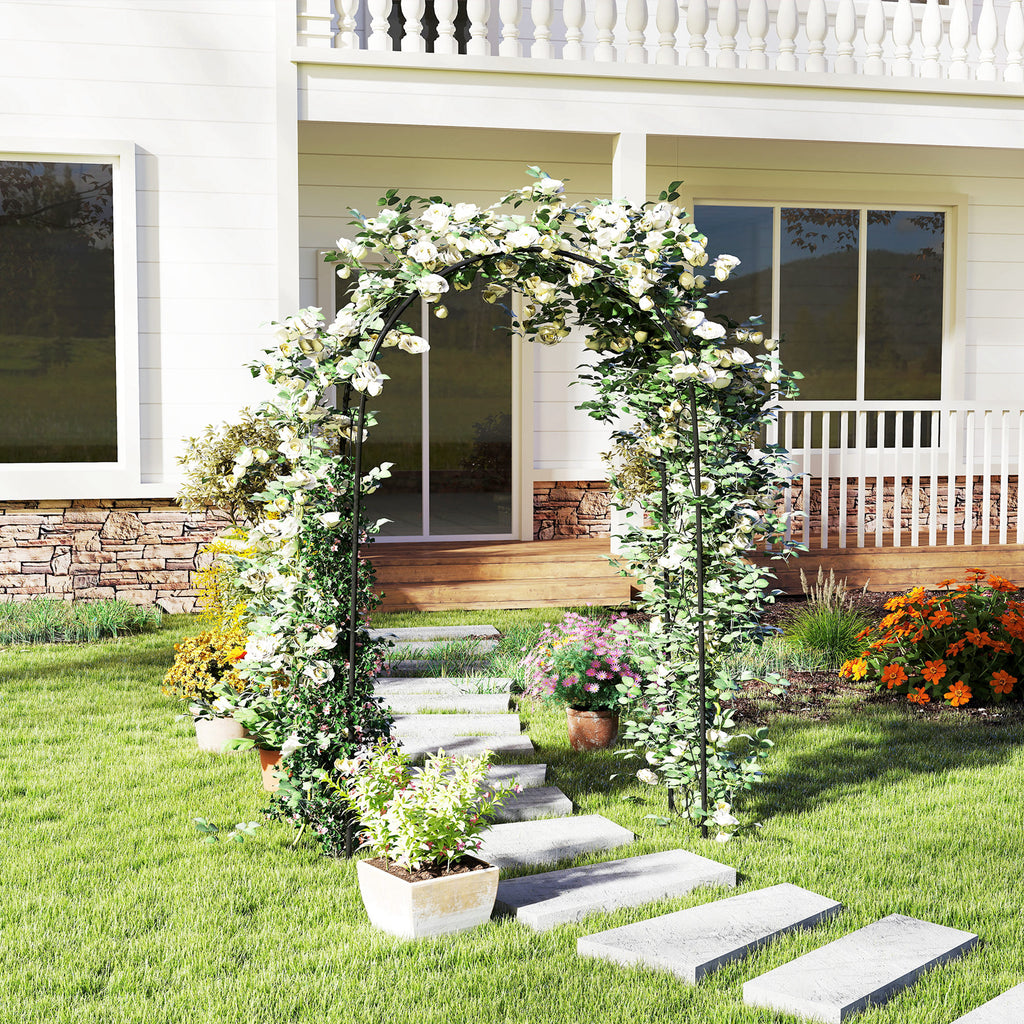 Outsunny Rogenbogen Gartenbogen Torbogen, Vintage Design, 125 x 37 x 230 cm, Schwarz