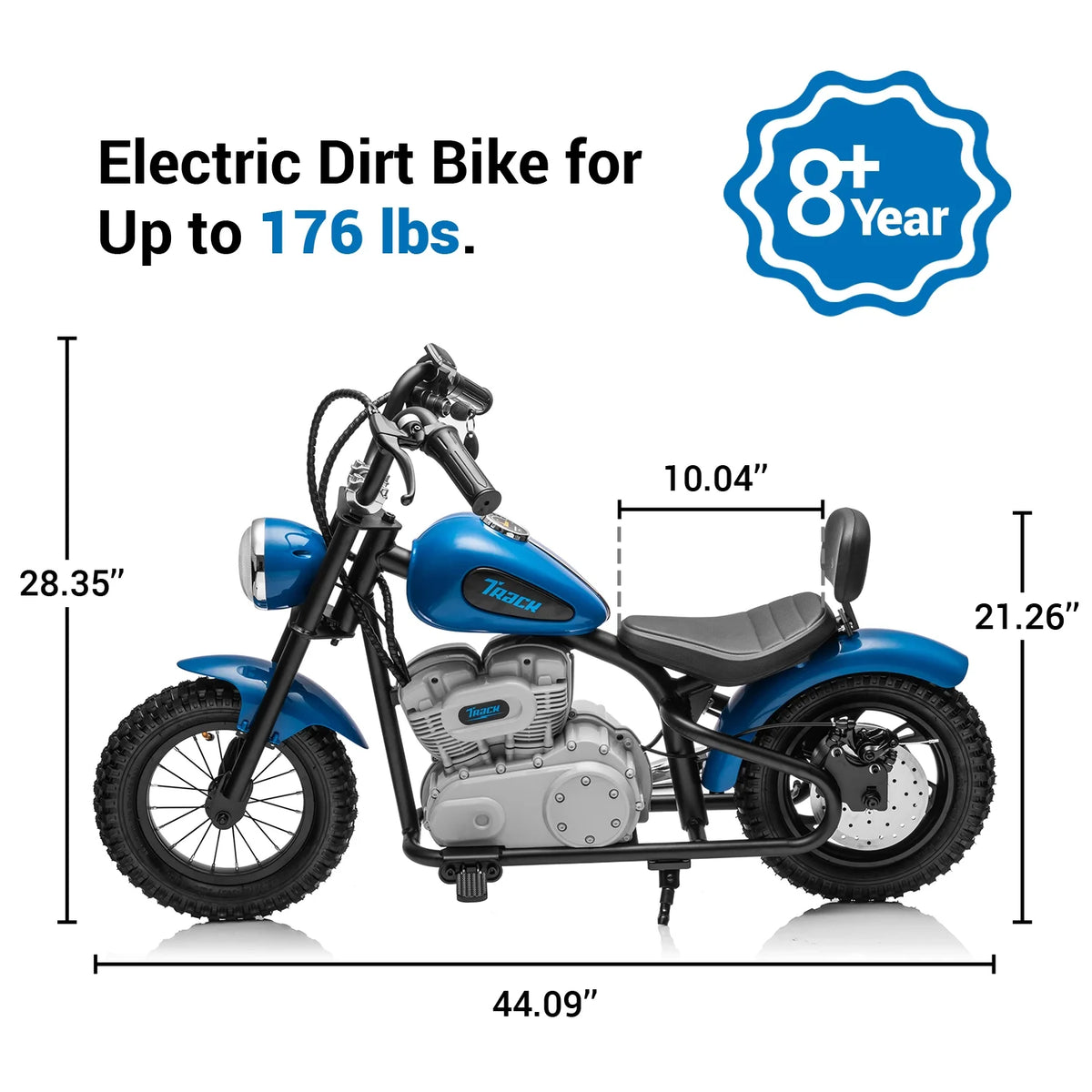 Track 7 36V Electric Dirt Bike for Kids, 350W Ride on Motorcycle with Twist Grip Throttle, Hand - Operated Brakes, Key Start, Off - Road Motocross Speed up to 15 Mph, Age 8+, White