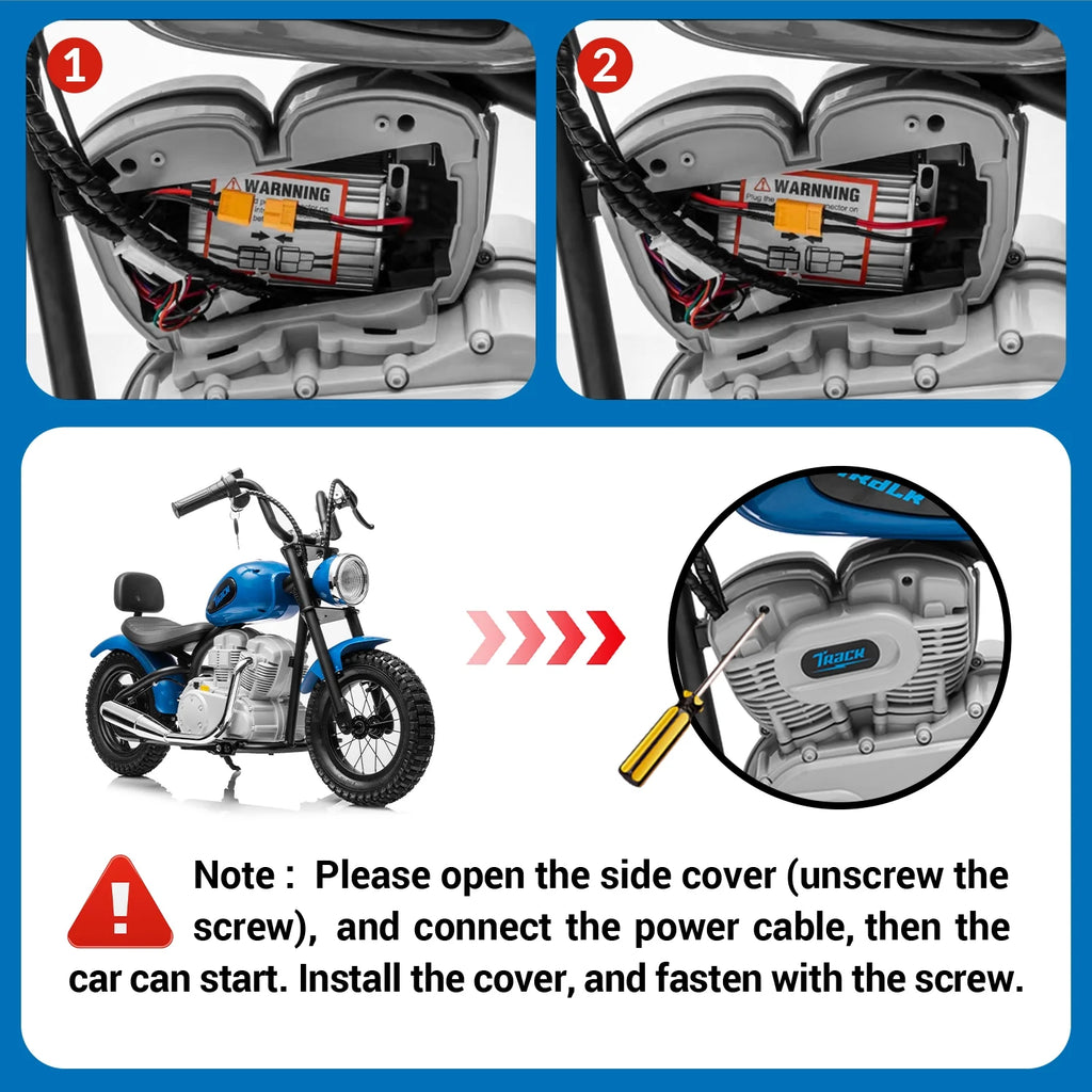Track 7 36V Electric Dirt Bike for Kids, 350W Ride on Motorcycle with Twist Grip Throttle, Hand - Operated Brakes, Key Start, Off - Road Motocross Speed up to 15 Mph, Age 8+, White