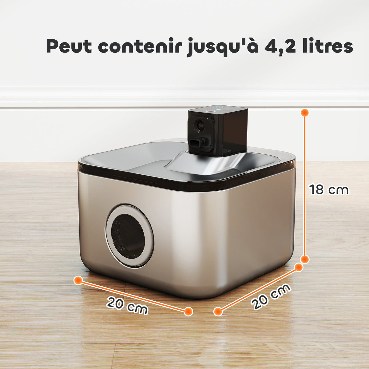 PawHut Automatischer Edelstahl-Katzenbrunnen 4,2L, leise, Katzenwasserspender 3 Filter und USB-Ladegerät, silber