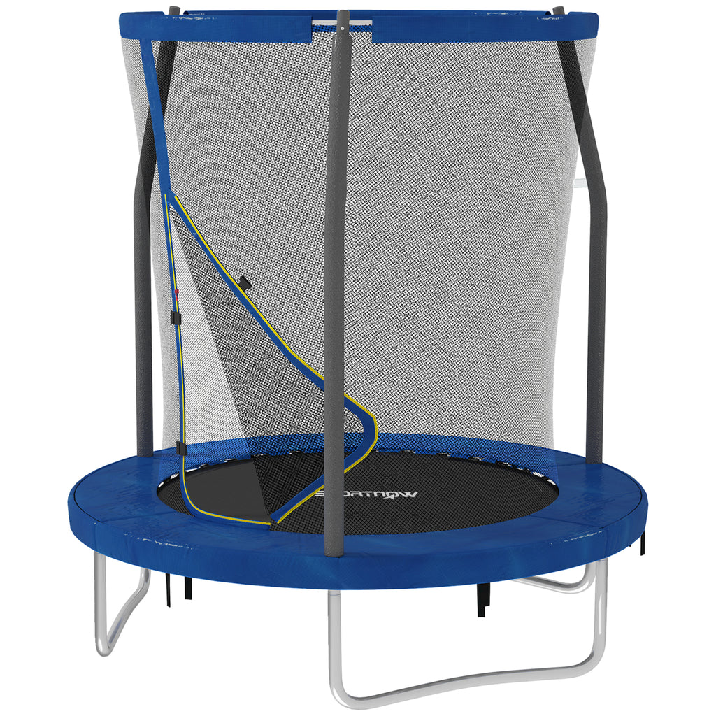 SPORTNOW Kindertrampolin, Gartentrampolin mit Sicherheitsnetz, Stahlkonstruktion Ø 183 x 200 cm, blau