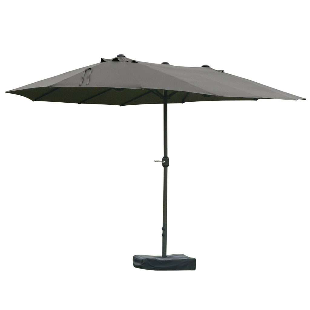 Outsunny Sonnenschirm Gartenschirm Marktschirm Doppelsonnenschirm Terrassenschirm mit Schirmständer Handkurbel Dunkelgrau Oval 460 x 270 x 240 cm