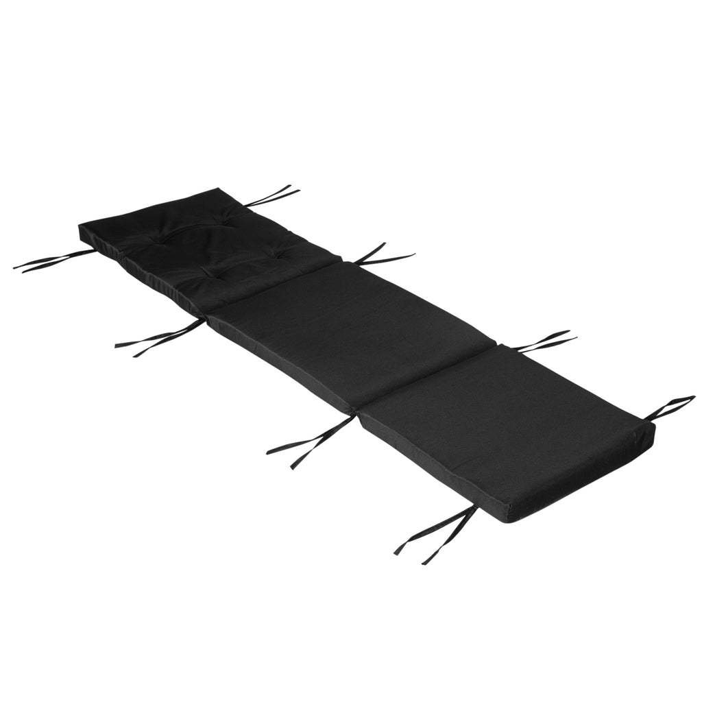 Outsunny Sonnenliege klappbar Strandliege mit Kopfkissen Sitzkissen Liegestuhl mit 7-Fach verstellbare Rückenlehne Gartenliege Relaxliege bis 165 kg belastbar, für Garten Urlaub Outdoor, Schwarz