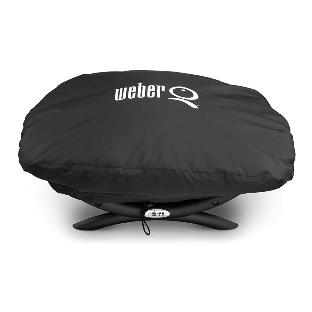 Weber Q1200 Liquid Propane Grill (Titanium) with Portable Cart Bundle