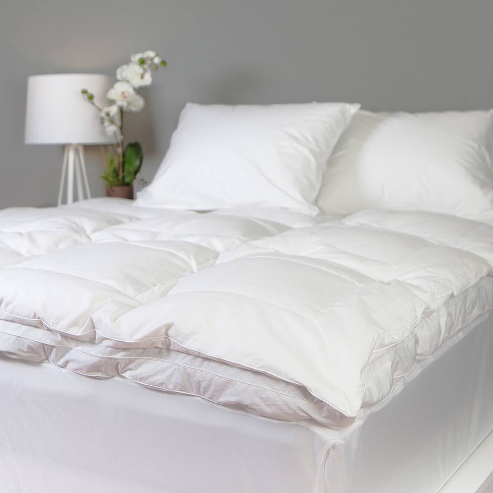 Grandeur Collection Overfilled 300 Thread Count Cotton Down and Goose Featherbed Size: Twin-XL White