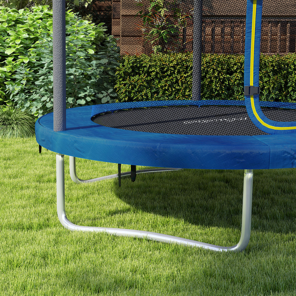 SPORTNOW Kindertrampolin, Gartentrampolin mit Sicherheitsnetz, Stahlkonstruktion Ø 183 x 200 cm, blau