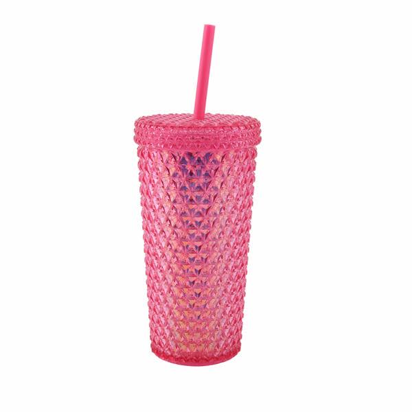 Your Zone Acrylic Iridescent Textured Tumbler with Straw - Ink - 16 oz