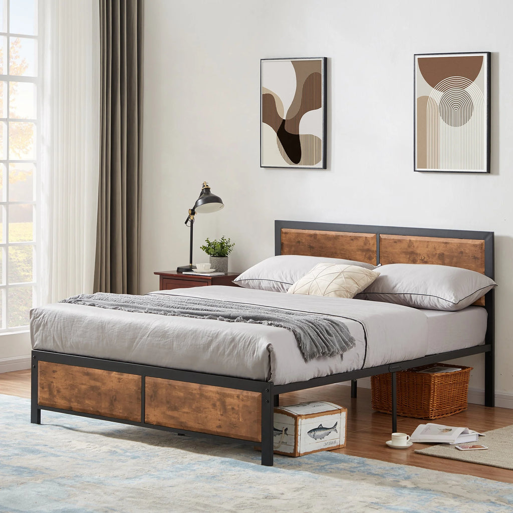 VECELO 3 - Piece Bedroom Set with Twin Size Bed Frame and 1 - Drawer Black Nightstands