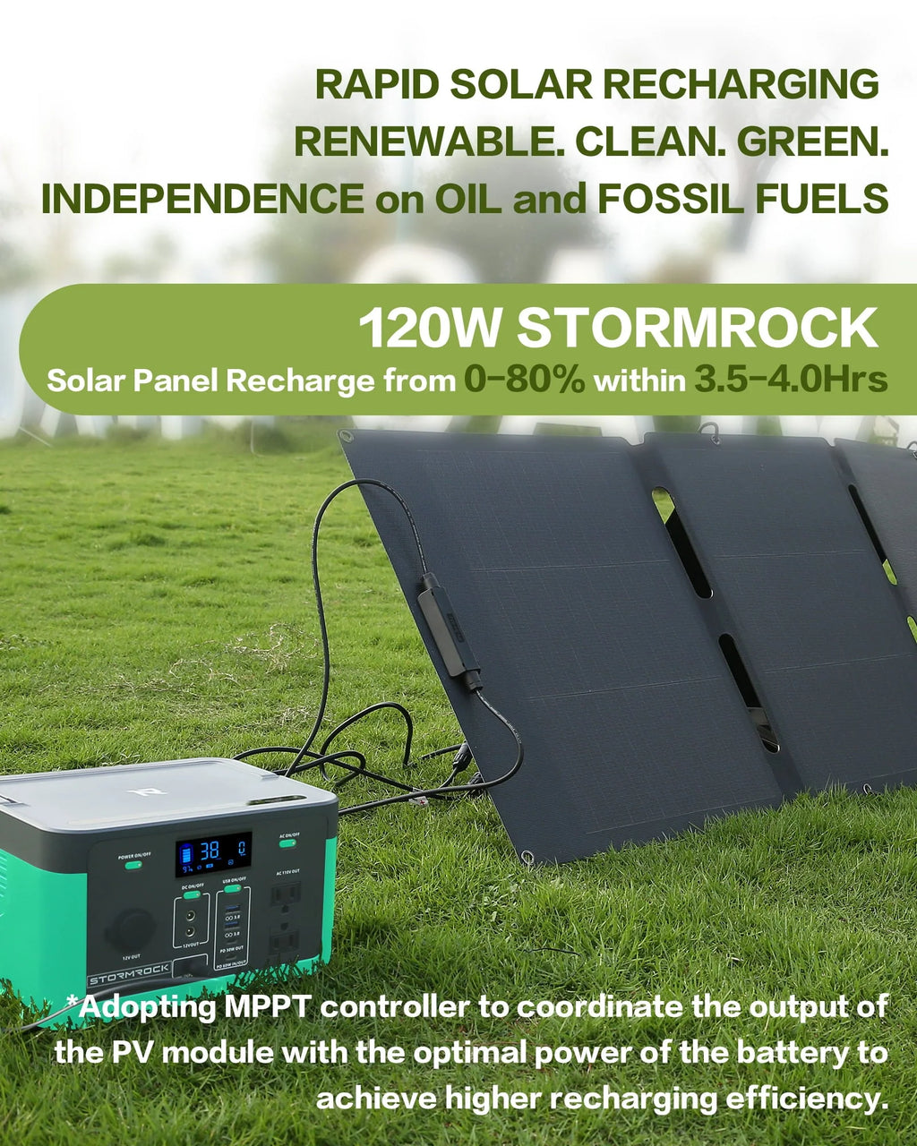 Stormrock Portable Power Station 294.4wh 110V/300W LiFePO4 Battery Solar Generator for Outdoor Camping