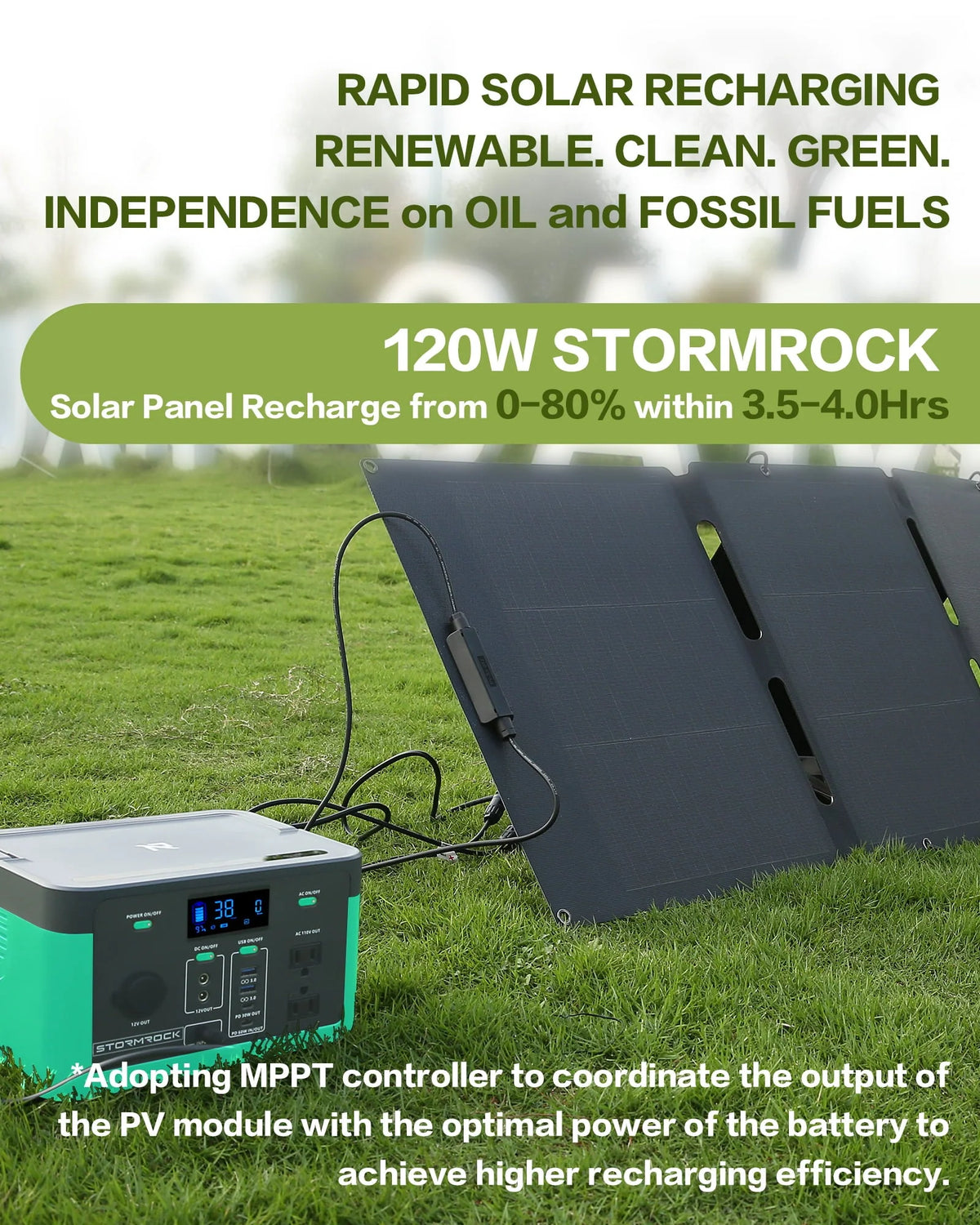 Stormrock Portable Power Station 294.4wh 110V/300W LiFePO4 Battery Solar Generator for Outdoor Camping