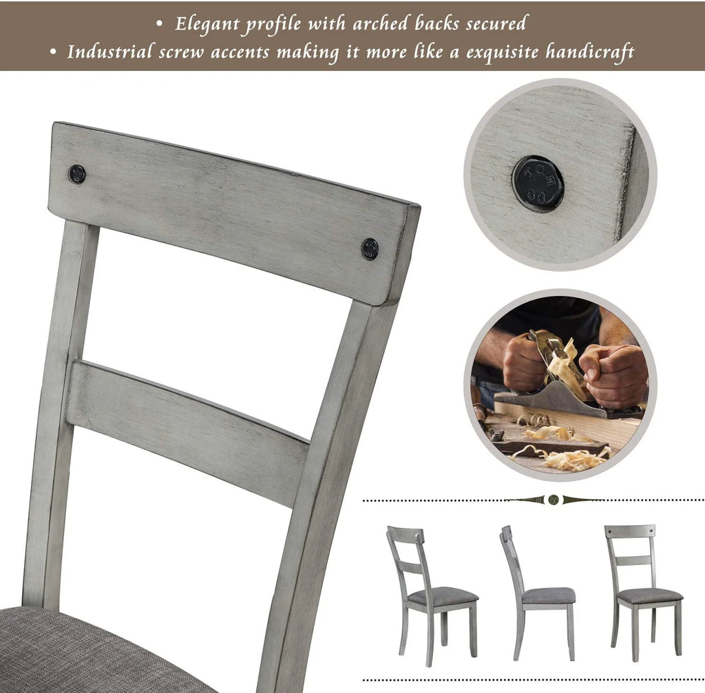 Harper & Bright Designs 5 Pieces Wooden Round Dining Table and Chair Set with Special - Shaped Legs and an Exquisitely Designed Hollow Chair Back for Dining Room
