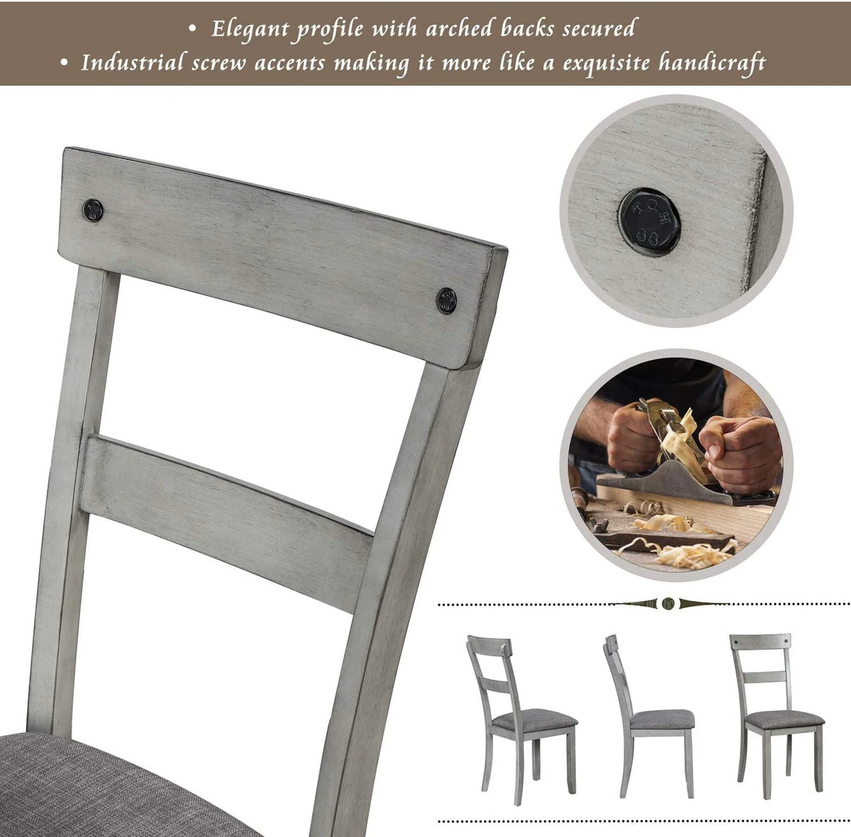 Harper & Bright Designs 5 Pieces Wooden Round Dining Table and Chair Set with Special - Shaped Legs and an Exquisitely Designed Hollow Chair Back for Dining Room