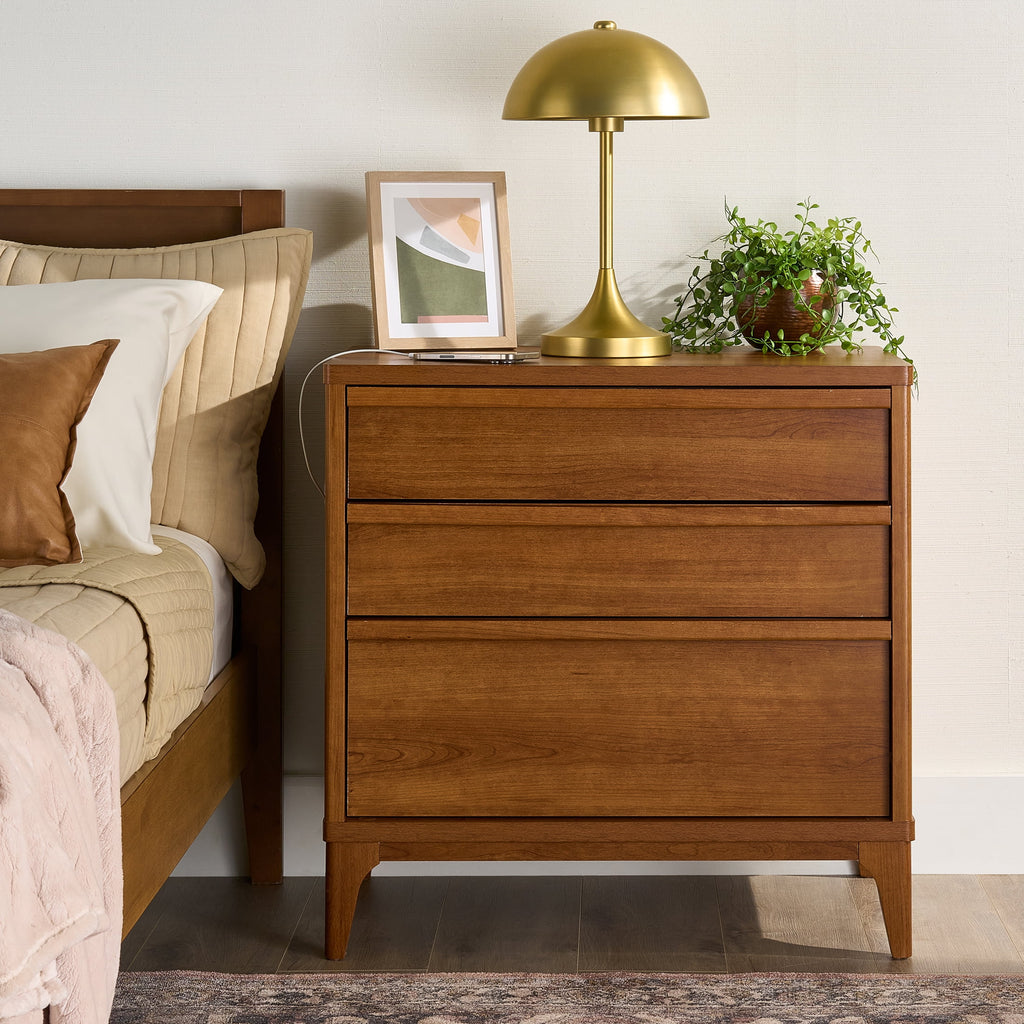 Better Homes & Gardens Greyson 3 - Drawer Nightstand with USB, Acorn Finish