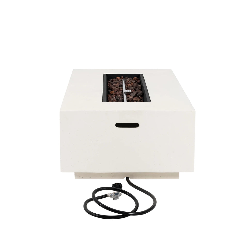 Christopher Knight Home Modern Outdoor 56" Rectangular Propane Fire Pit, 50, 000 BTU, White MGO, (No Tank Cover)