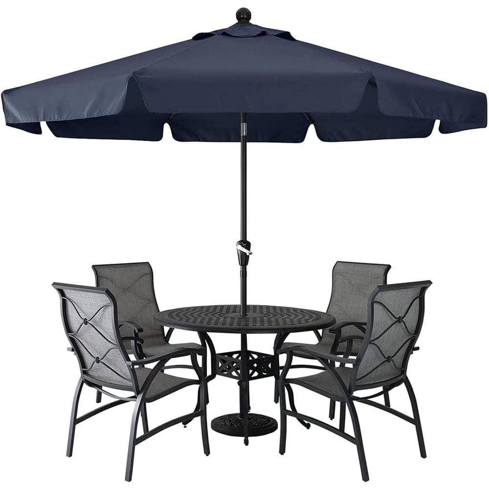 10 ft. Aluminum Market Tilt Outdoor Patio Umbrella, Navy Blue