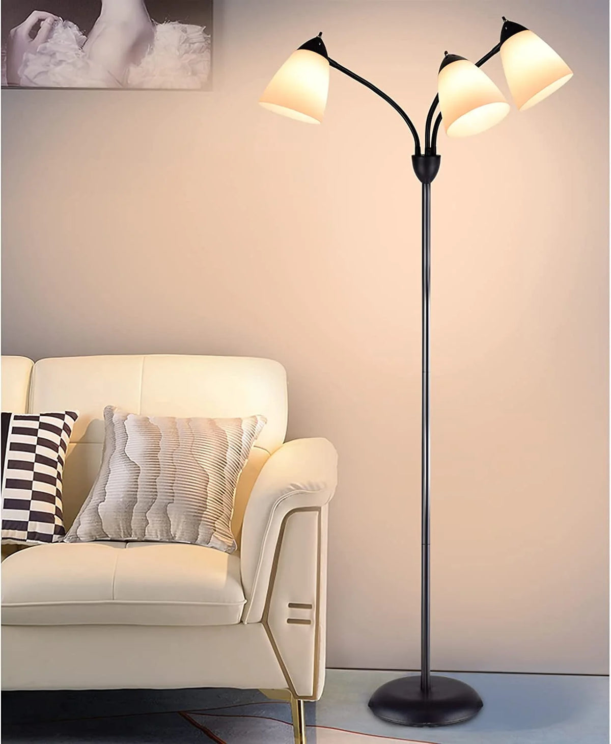 DINGLILIGHTING Floor Lamp Tall for Room: Flexible Gooseneck Floor Lamps Standing for Bedroom Home Office - Modern Floor Lights 5 - Light