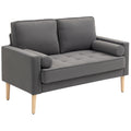 HOMCOM Modernes 2-Sitzer-Sofa aus Samt 127 cm mit dickem Polster, 2 Zierkissen und geknöpfter Sitzfläche, Grau