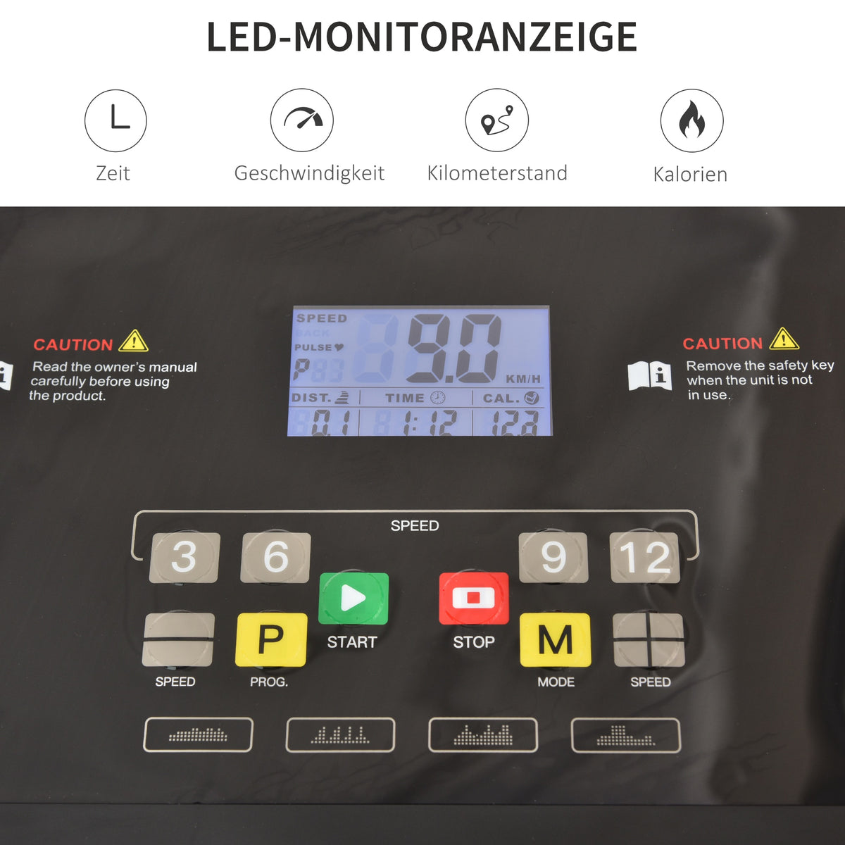HOMCOM Laufband Klappbar elektrisch 500 W 1-12 km/h LED-Display Getränkehalter und Handyhalterung sehr gut geeignet für Home Gym Indoor Fitness Schwarz 134 x 60 x 118 cm