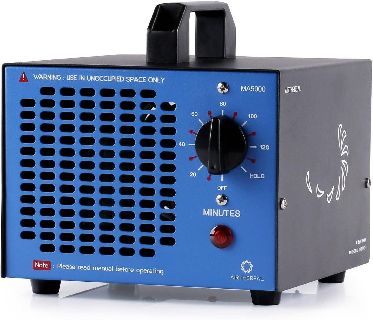 Airthereal MA5000 Commercial Ozone Generator, 5000mg/h O3 Machine Home Air Ionizers Deodorizer for Rooms, Smoke, Cars and Pets, Blue