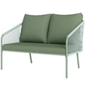 Outsunny Gartensofa mit Kissen 2-Sitzer Rattan Sofa Lounge Sofa Outdoor Balkon Sofa 112 x 72 x 76 cm Grün