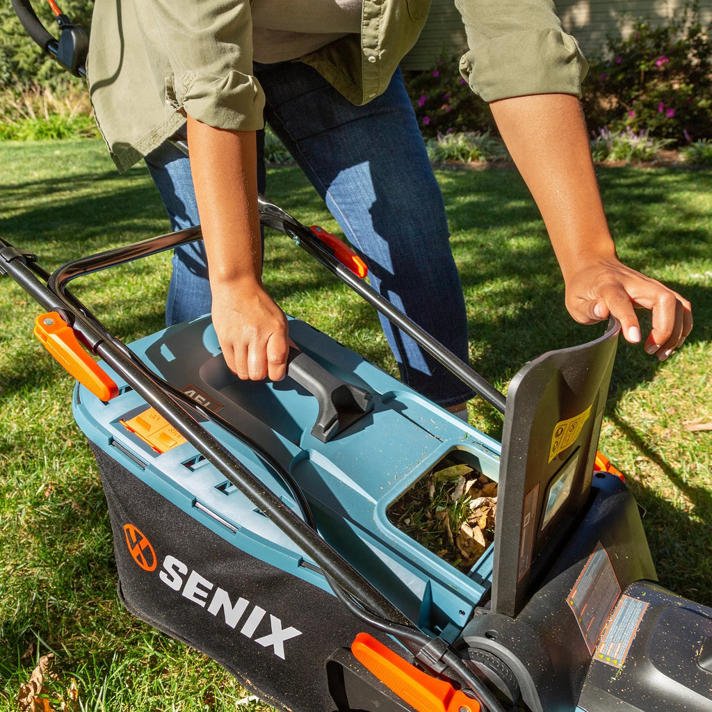 SENIX 40V Brushless 18in Deck Battery Lawn Mower, 17in Cutting Blade, 2 - in - 1 Mulching & Bagging Cordless Push Mower, 6 - Position Adjustment, LPPX2 - M5