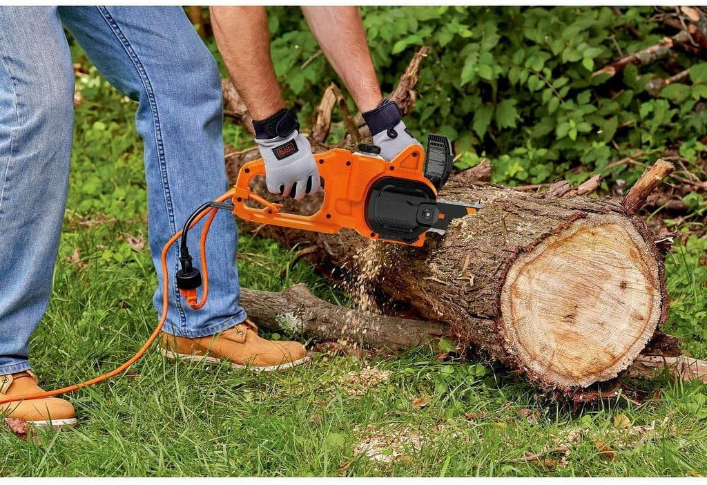 BLACK+DECKER BECS600 14 8 Amp Corded Electric Chainsaw, Smooth Operation, Bolt Lock Tensioning
