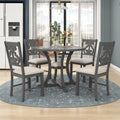 Harper & Bright Designs 5 Pieces Wooden Round Dining Table and Chair Set with Special - Shaped Legs and an Exquisitely Designed Hollow Chair Back for Dining Room