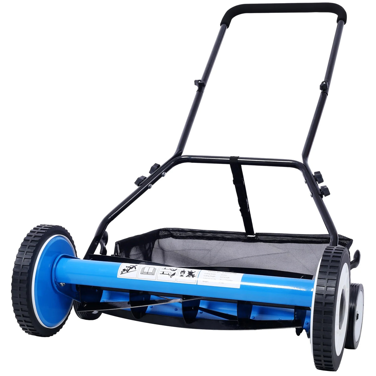 20 - Inch 5 - Blade Push Reel Lawn Mower with Grass Catcher 4 WHEELS BLUE COLOR