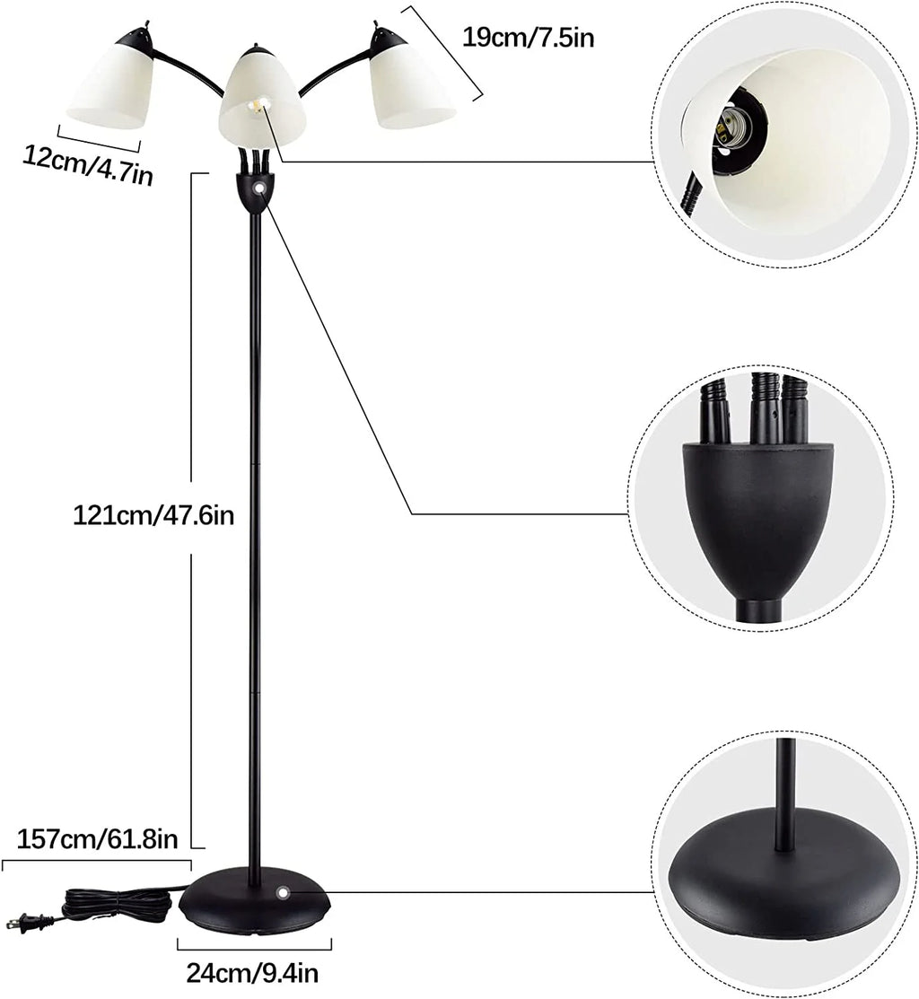 DINGLILIGHTING Floor Lamp Tall for Room: Flexible Gooseneck Floor Lamps Standing for Bedroom Home Office - Modern Floor Lights 5 - Light