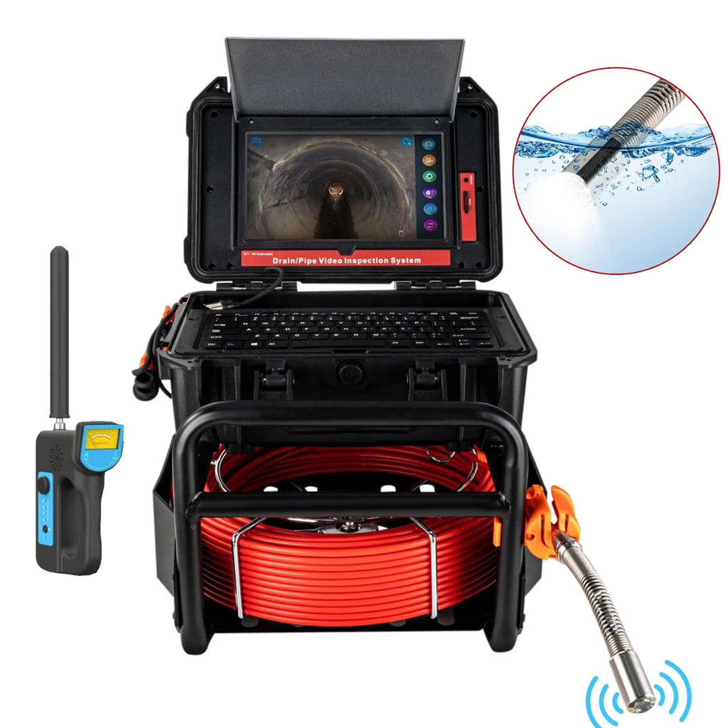 Aoile Sewer Camera with Locator, 10.1" Drain Camera with 30m/100ft Cable, Pipe Camera W/12 Adjustable Leds & DVR, Waterproof IP68, Black
