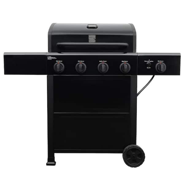 Kenmore 4 Burner Open Cart Propane Gas BBQ Grill with Side Burner. Black
