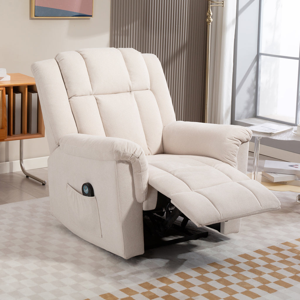 HOMCOM Massagesessel, elektrisch und beheizbar, neigbarer Sessel mit manuell verstellbarer Rückenlehne, 85x91x104cm, beige