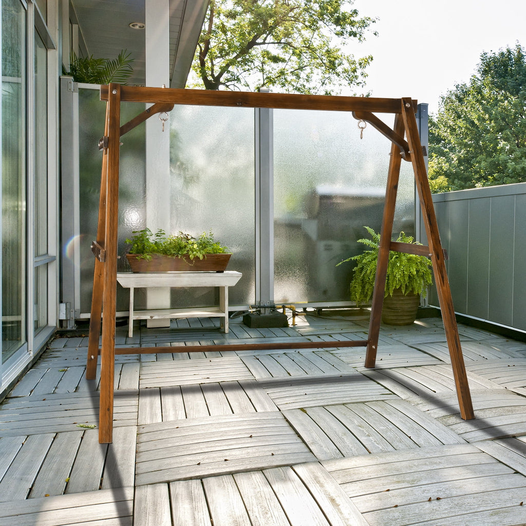 Overpatio Swing Frame Wooden Porch Swing Stand A - Frame 600 lb Capacity